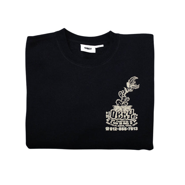 Obey x The Flower Shop ATX Crewneck in Black